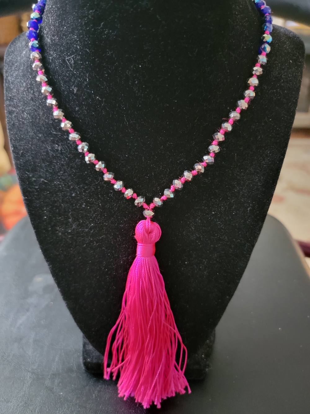 Express Handmade Pink Tassel Beaded Long Necklace - Women Jewelry